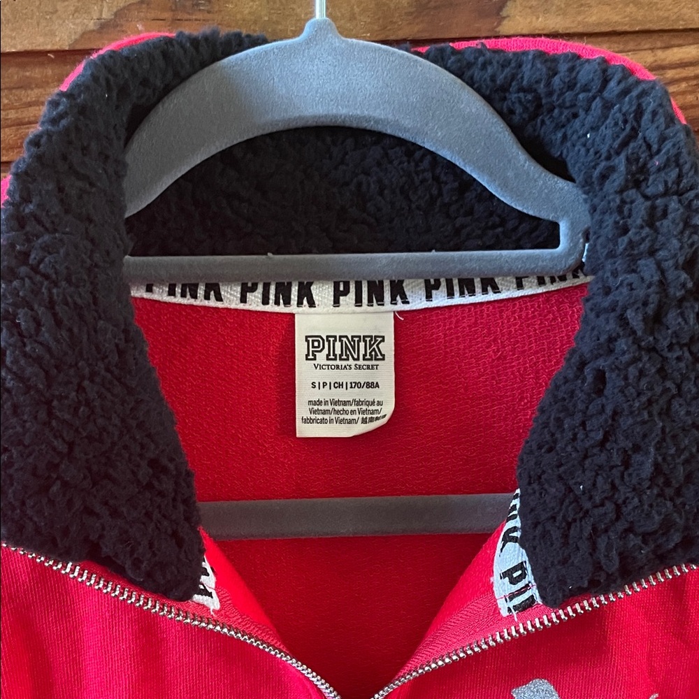 Red Victoria Secret PINK Quarter-Zip Pullover - Picture 3 of 4